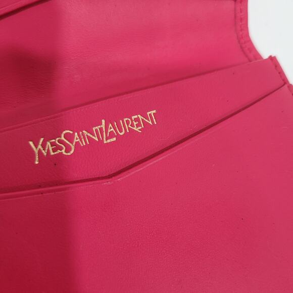 Yves Saint Lauren YSL Leather Calfskin Pink Wallet Small Card Holder Compact - Picture 4 of 12